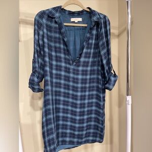 Loft Dress Blue Plaid Evermore